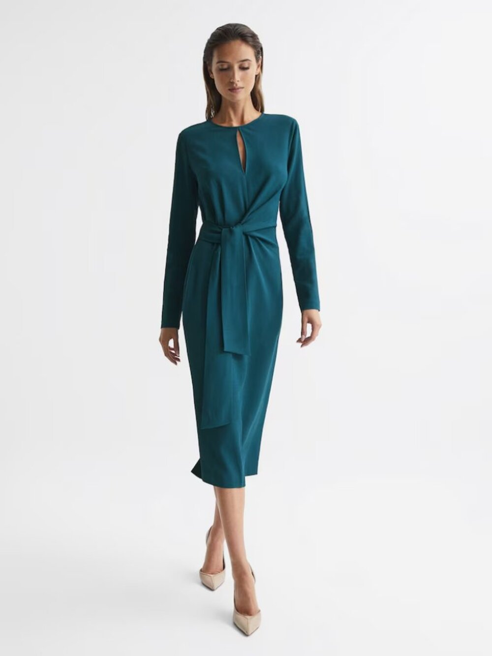 Valentina Tie Waist Bodycon Midi Dress
